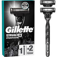 Бритва Gillette Mach3 Charcoal Древесный уголь С 2 сменными картриджами (8700216074308)