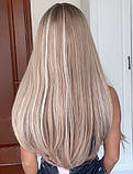 Перука блондинки пряма довга термо блонд пшенична колорування (LC462), фото 3
