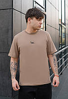 Футболка Staff light brown logo мужская коричневая с логотипом стаф Dobuy Футболка Staff light brown logo