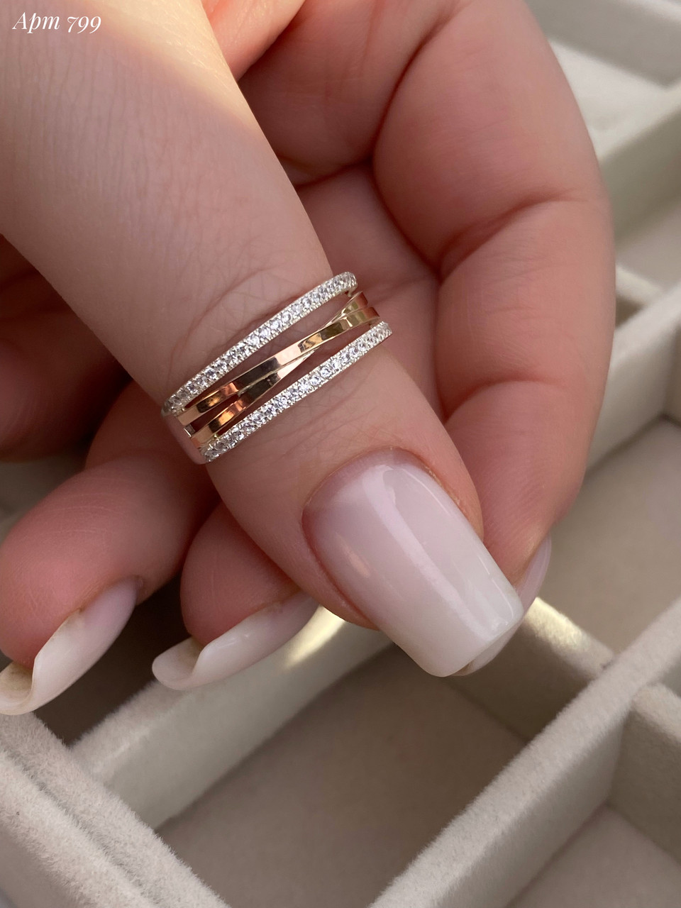 Срібна каблучка з золотом 375 проби, фото 1