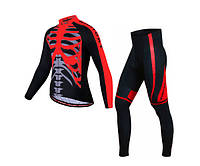 Вело костюм для мужчин KIDITO KM-CT-18 кофта с длинным рукавом штаны Skeleton Red 3XL