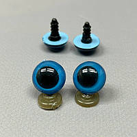 5 пар - Глаза винтовые для игрушек 16 мм с фиксатором - голубой