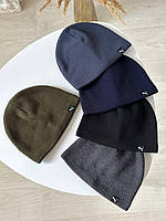 Зимняя мужская шапка пума в рубчик шапка для мужчины puma на зиму на флисе 5 цветов Dobuy Зимова чоловіча