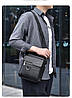 Чоловіча шкіряна сумка Kangaroo чорна з півколечком, фото 4