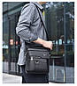 Чоловіча шкіряна сумка Kangaroo чорна з півколечком, фото 8