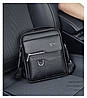 Чоловіча шкіряна сумка Kangaroo чорна з півколечком, фото 7
