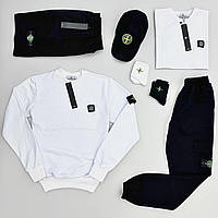 Набор 7в1 Stone Island мужской костюм спортивный свитшот брюки футболка шорты кепка 2 пары носков Dobuy Набір