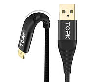 Кабель синхронизации Topk USB 2m 3A нейлоновый (TK42C-VER2) MicroUSB Black