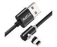 Магнитный кабель для зарядки Topk USB 2m 2.1A 360° (TK51i-VER2) Llightning Black