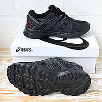 Черные с красным кроссовки мужские бренда Asics gel-kahana 8 асикс, кожа со вставками текстиля, премиум 41