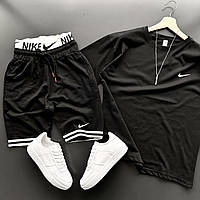 Мужской спортивный комплект черный для парня найк шорты и футболка nike Dobuy Чоловічий спортивний комплект