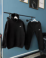 Спортивный черный мужской костюм найк теплый N1 - black Dobuy Спортивний чорний чоловічий костюм найк теплий