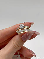 Срібна каблучка з золотом 375п