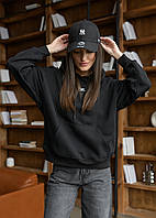 Худи стаф черная кофта с капюшоном Staff logo black oversize Dobuy Жіноче худі стаф чорна кофта з капюшоном