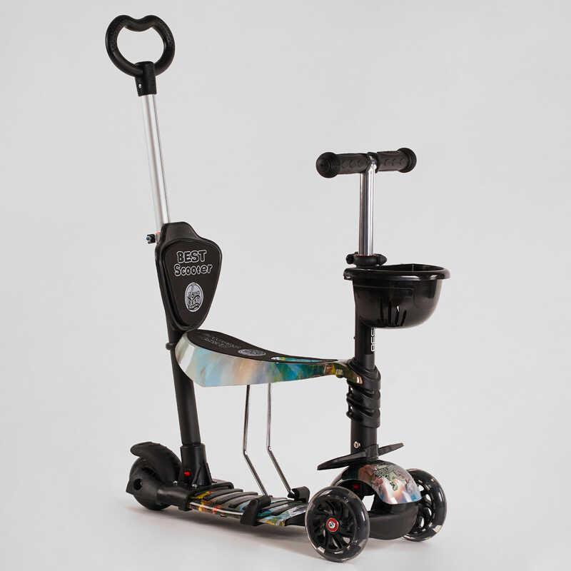Самокат 5в1 Best Scooter, АБСТРАКЦІЯ, PU колеса, ПІДСВІЧУВАННЯ КОЛІС, в кор. 58.5х15х29см (1шт)