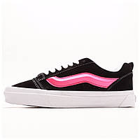 Женские кеды Vans KNU Skool Black Pink весна-осень, черно-белые кроссовки ванс кну скул розовые