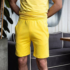 Шорты мужские желтые летние стильные удобные легкие повседневные с карманами спортивные модные длинные