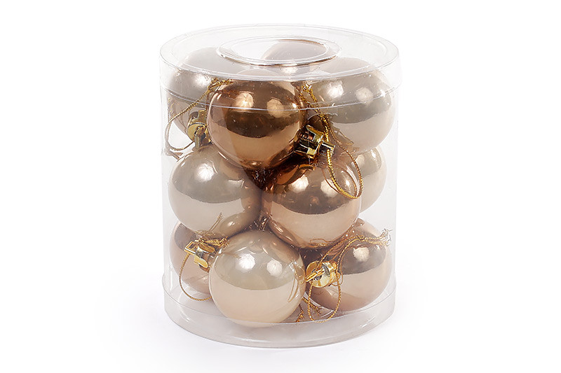 Набір ялинкових кульок (12 шт) 4см, шампань, фото 1