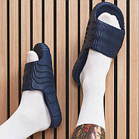 Мужские шлепанцы ребристые синие, Размер 41 / Стильные тапочки в дом / Модные шлепанцы для пляжного спорта