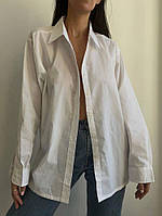 Стильная классическая женская рубашка оверсайз из коттона размер универсал 42-46
