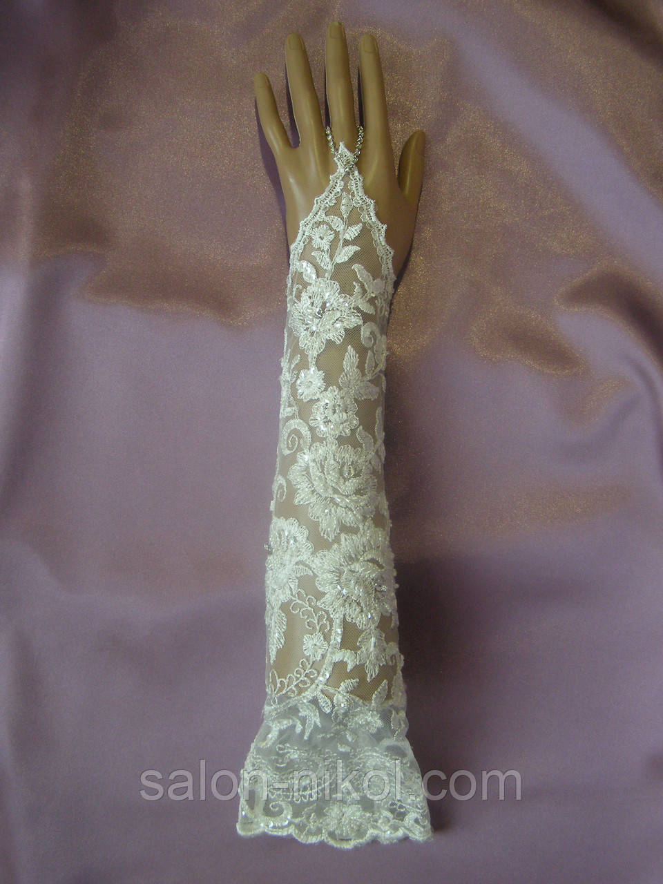 Весільні рукавички айворі