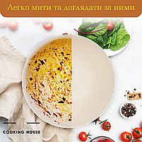 Набір мисок з бамбуковою кришкою Cooking House – 3 шт (25-20-15 см) білі, фото 6