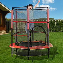 Батут дитячий із захисною зовнішньою сіткою для дому та вулиці 140 см, Червоний (ARSH)