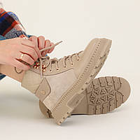 Ботинки женские с мехом Бежевые зимние ботинки Dobuy Черевики жіночі з хутром Бежеві зимові ботінки