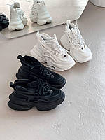Женские белые и чёрные кроссовки на высокой подошве под бренд Балмайн