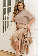 Трендовая женская шелковая юбка 50-52, бежевый