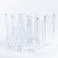 Набор высоких универсальных стаканов ребристых 6 шт по 360 мл, стаканы для воды сока на подарок