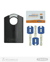 Замок навісний TOKOZ gama_60 cs pro to4 3key blue sleeve_3bt nr_shackle 24мм 12мм