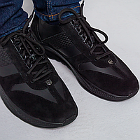 Кроссовки мужские кожаные черного цвета "Style Shoes"