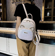 Женский городской рюкзак с блестками ушками женский мини рюкзачок с длинными ушами черный Белый Dobuy Жіночий