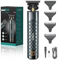 Тример для стрижки волосся, вусів, бороди VGR V-077 з USB зарядкою, корпус метал, триммер бездротовий Dobuy