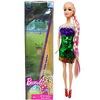 Лялька в сукні з паєтками (білявка у зелено-золотисто-фіолетовому) Toys Shop