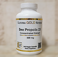 Пчелиный прополис 2Х, Bee Propolis, California Gold Nutrition, концентрированный экстракт, 500 мг, 240 капсул