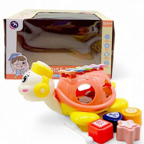 Каталка "Черепаха", ксилофон, сортер (рожева), фото 1