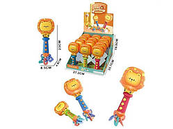 Брязкальце M 609 ЦІНА ЗА 12 ШТУК В БЛОЦІ, “Лев”, мелодії, англійські слова, звуки тварин, музичні інструменти, прорізувач