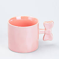 Чашка з ручкою у вигляді бантика керамічна 350 мл Рожева