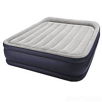 Кровать надувная двухспальная Intex 64136 со встроенным электронасосом 220 В, серо-синяя MM