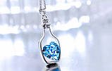 Модна підвіска прикраса на ланцюжку "Сосуд кохання" з блакитним кристалом, сріблястий колір, фото 3