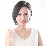 Модна підвіска прикраса на ланцюжку "Сосуд кохання" з блакитним кристалом, сріблястий колір, фото 4