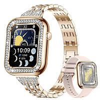 Смарт-часы женские LIGE STG Gold (разговор, тонометр, пульсоксиметр) 2 ремешка
