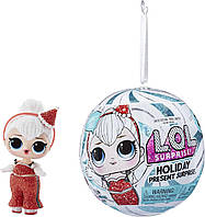 Лялька ЛОЛ Куля Санта Снігуронька Кітті Квін Lol Surprise Holiday present Supreme Doll Sleigh Babe Kitty Queen
