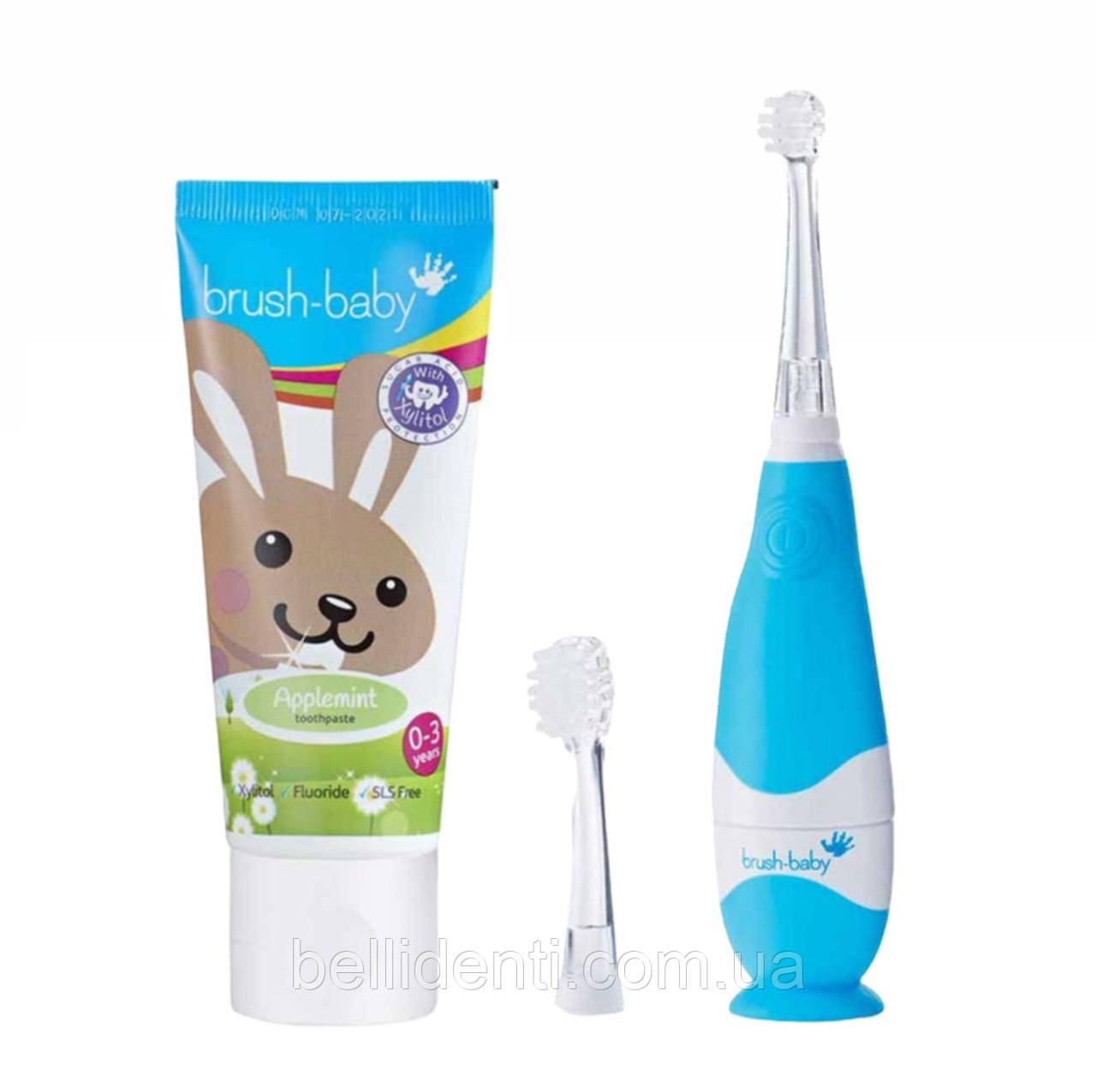 Набір Brush-Baby BabySonic від 0 до 3 років (паста 50 мл зайчик+блакитна щітка)