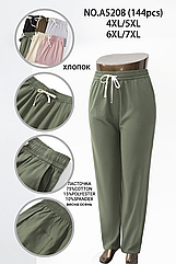 Жіночі тонкi штани стрейч котон БАТАЛ 5208 (в уп. рiзний кольори) весна-осінь.