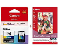 Картридж Canon CL-94 + Canon Glossy 170г/м кв, GP-501 4"х 6", 10л (CL-94+Paper)