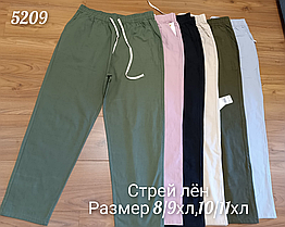 Жіночі тонкi штани стрейч льон БАТАЛ 5209 (в уп. рiзний кольори) весна-осінь.