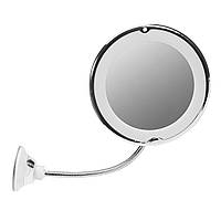 Зеркало с LED подсветкой круглое Flexible на присоске гибкий держатель увеличение Х10 360 7 дюймів WO-30 i